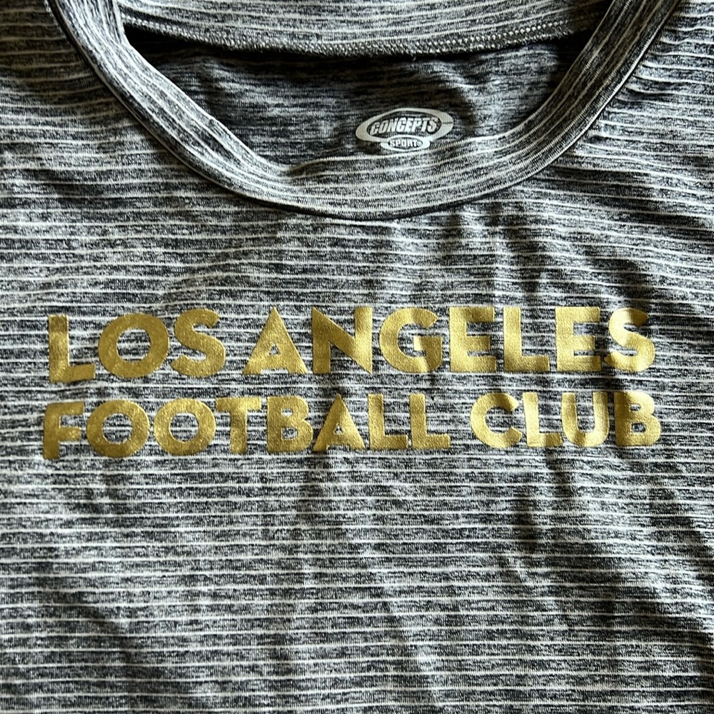 LAFC women’s tank, grey striped with gold lettering